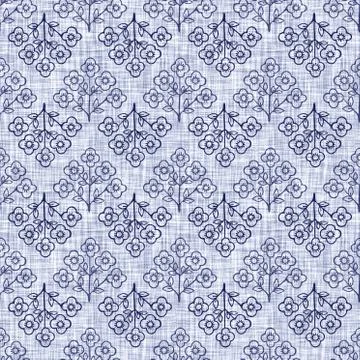 Seamless indigo doodle dot texture. Blue woven boro cotton dyed effect Stockillustratie