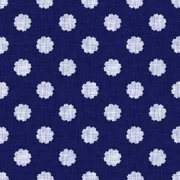 Seamless indigo doodle dot texture. Blue woven boro cotton dyed effect Stockillustratie