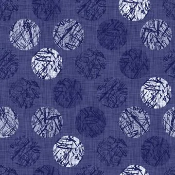 Seamless indigo doodle dot texture. Blue woven boro cotton dyed effect Stockillustratie