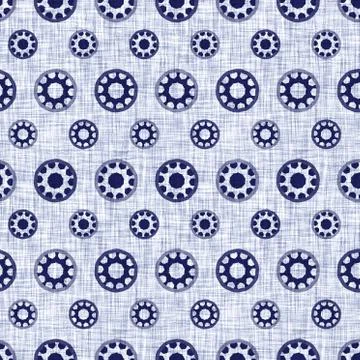 Seamless indigo doodle dot texture. Blue woven boro cotton dyed effect Stockillustratie