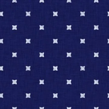 Seamless indigo doodle dot texture. Blue woven boro cotton dyed effect Stockillustratie
