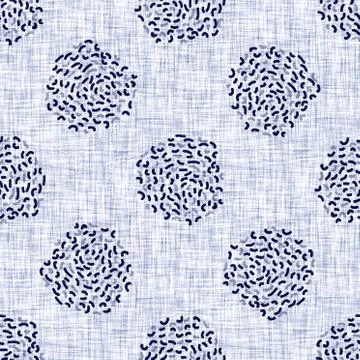 Seamless indigo doodle dot texture. Blue woven boro cotton dyed effect Stockillustratie