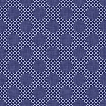 Seamless indigo doodle dot texture. Blue woven boro cotton dyed effect Stockillustratie