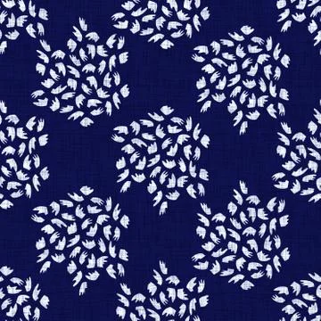Seamless indigo doodle dot texture. Blue woven boro cotton dyed effect Stockillustratie