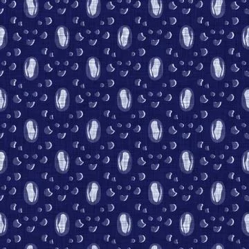 Seamless indigo doodle dot texture. Blue woven boro cotton dyed effect Illustrazione stock