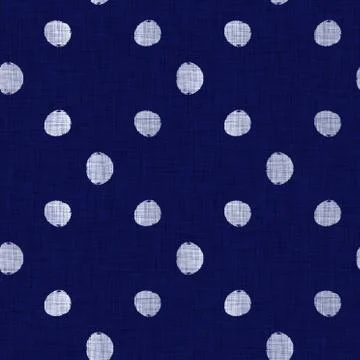 Seamless indigo doodle dot texture. Blue woven boro cotton dyed effect Stockillustratie