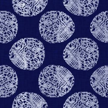 Seamless indigo doodle dot texture. Blue woven boro cotton dyed effect Stock Illustration