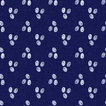 Seamless indigo doodle dot texture. Blue woven boro cotton dyed effect Stockillustratie