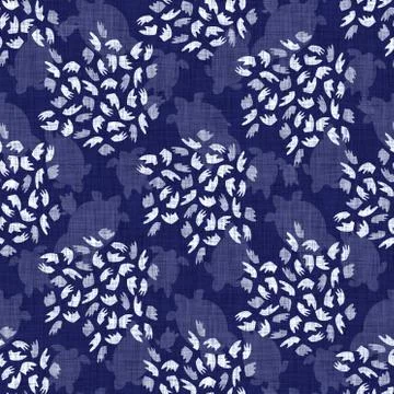 Seamless indigo doodle dot texture. Blue woven boro cotton dyed effect Stock Illustration