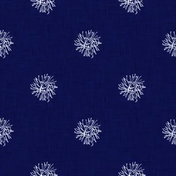 Seamless indigo doodle dot texture. Blue woven boro cotton dyed effect Stockillustratie