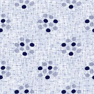 Seamless indigo doodle dot texture. Blue woven boro cotton dyed effect Stockillustratie