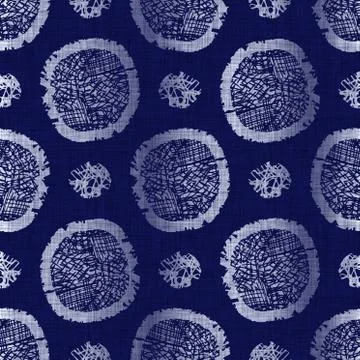 Seamless indigo doodle dot texture. Blue woven boro cotton dyed effect Stockillustratie