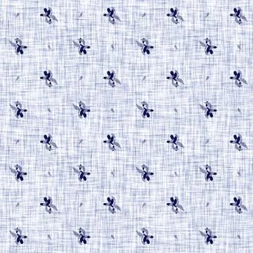 Seamless indigo doodle dot texture. Blue woven boro cotton dyed effect Stockillustratie