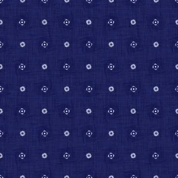 Seamless indigo doodle dot texture. Blue woven boro cotton dyed effect Stockillustratie
