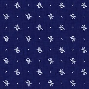 Seamless indigo doodle dot texture. Blue woven boro cotton dyed effect Illustrazione stock