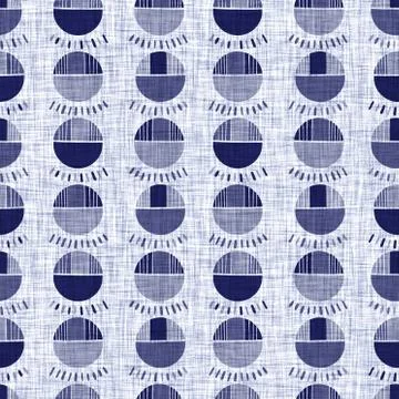 Seamless indigo doodle dot texture. Blue woven boro cotton dyed effect Stockillustratie