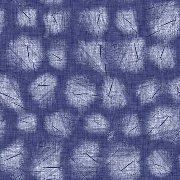 Seamless indigo doodle dot texture. Blue woven boro cotton dyed effect Stock Illustration