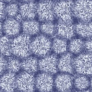 Seamless indigo doodle dot texture. Blue woven boro cotton dyed effect Stockillustratie