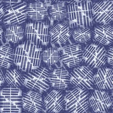 Seamless indigo doodle dot texture. Blue woven boro cotton dyed effect Stockillustratie