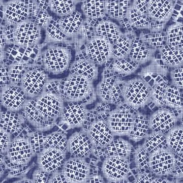 Seamless indigo doodle dot texture. Blue woven boro cotton dyed effect Stockillustratie