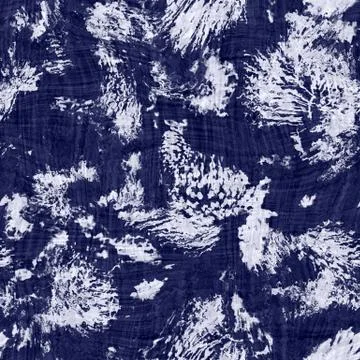 Seamless indigo mottled texture. Blue woven boro cotton dyed effect background Illustrazione stock