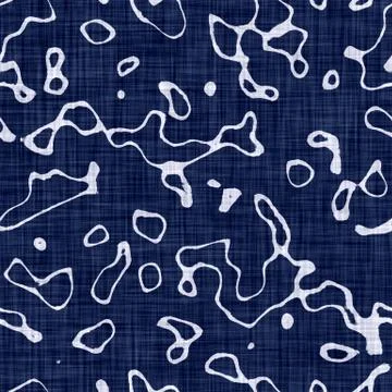 Seamless indigo mottled texture. Blue woven boro cotton dyed effect background Stock Illustration