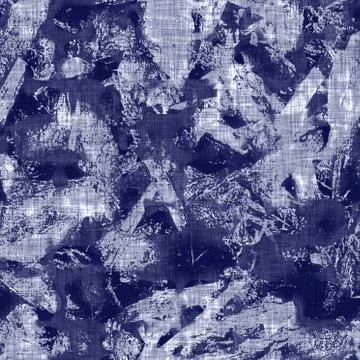 Seamless indigo mottled texture. Blue woven boro cotton dyed effect background Illustrazione stock