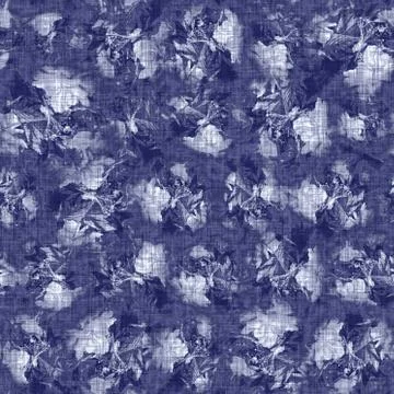 Seamless indigo mottled texture. Blue woven boro cotton dyed effect background Illustrazione stock