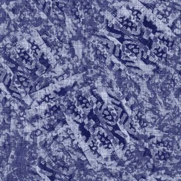 Seamless indigo mottled texture. Blue woven boro cotton dyed effect background Stock Illustration