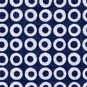 Seamless indigo polka dot texture. Blue woven boro cotton dyed effect background Stock Illustration