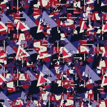 Seamless indigo triangle texture. Blue woven boro cotton dyed effect background Stock Illustration