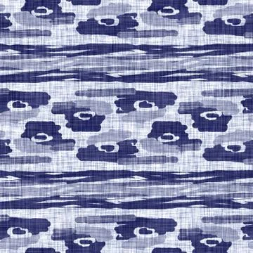 Seamless indigo washed stripe texture. Blue woven boro linen cotton dyed effect Stock Illustration