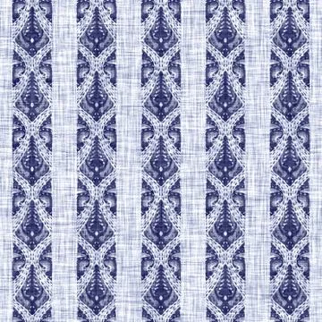 Seamless indigo washed stripe texture. Blue woven boro linen cotton dyed effect Stock Illustration