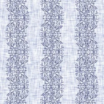 Seamless indigo washed stripe texture. Blue woven boro linen cotton dyed effect Stock Illustration