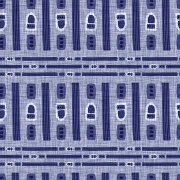 Seamless indigo washed stripe texture. Blue woven boro linen cotton dyed effect Stock Illustration