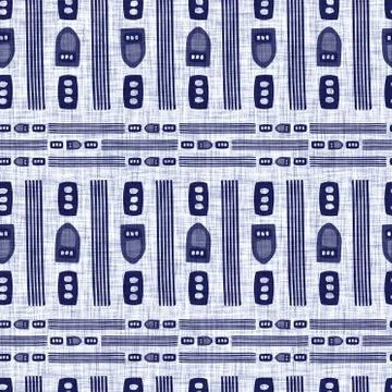 Seamless indigo washed stripe texture. Blue woven boro linen cotton dyed effect Stock Illustration