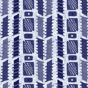 Seamless indigo washed stripe texture. Blue woven boro linen cotton dyed effect Stock Illustration