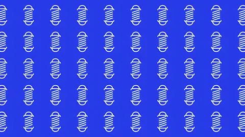 Seamless industrial pattern featuring white coil spring icons on vibrant bl.. Stock Illustration