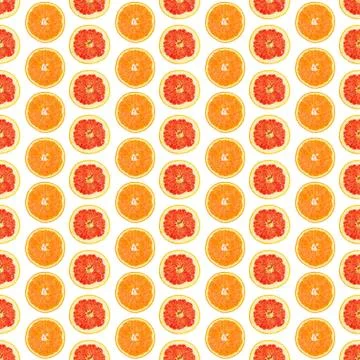 Seamless infinity pattern of isolated slices of grapefruit and orange. Illustrazione stock