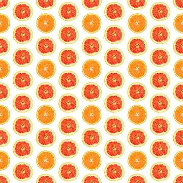 Seamless infinity pattern of isolated slices of grapefruit and orange. Illustrazione stock