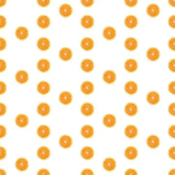 Seamless infinity pattern of isolated slices of orange. Wallpaper for background Stock Illustration