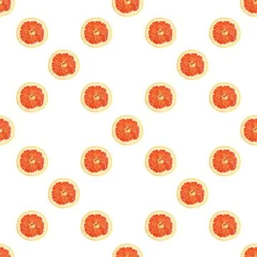 Seamless infinity pattern of isolated slices of grapefruit. Wallpaper for Foto stock