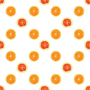 Seamless infinity pattern of isolated slices of grapefruit and orange. Foto stock