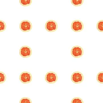 Seamless infinity pattern of isolated slices of grapefruit. Wallpaper for Foto stock
