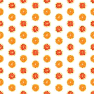 Seamless infinity pattern of isolated slices of grapefruit and orange. Foto stock