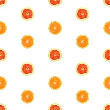 Seamless infinity pattern of isolated slices of grapefruit and orange. Foto stock
