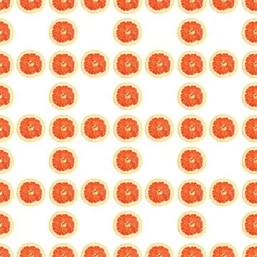 Seamless infinity pattern of isolated slices of grapefruit. Wallpaper for bac Foto stock