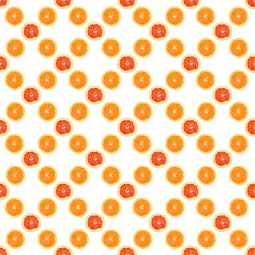 Seamless infinity pattern of isolated slices of grapefruit and orange. Foto stock