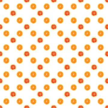 Seamless infinity pattern of isolated slices of grapefruit and orange. Foto stock