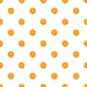 Seamless infinity pattern of isolated slices of orange. Wallpaper for backgro Foto stock